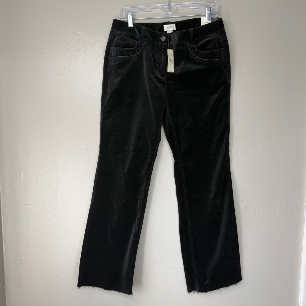 Ann Taylor LOFT Marisa Black Velvet Corduroy Boot Leg Pants Size 6 NWT